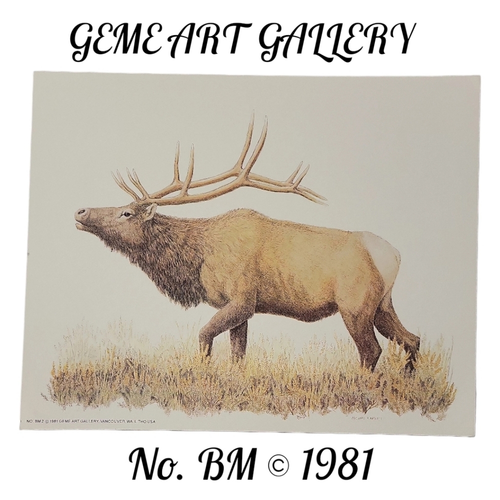 Vtg 81 Artist MICHAEL F. BARTLETT # BM2 GEMÉ ART GALLERY Bull Moose Print EUC